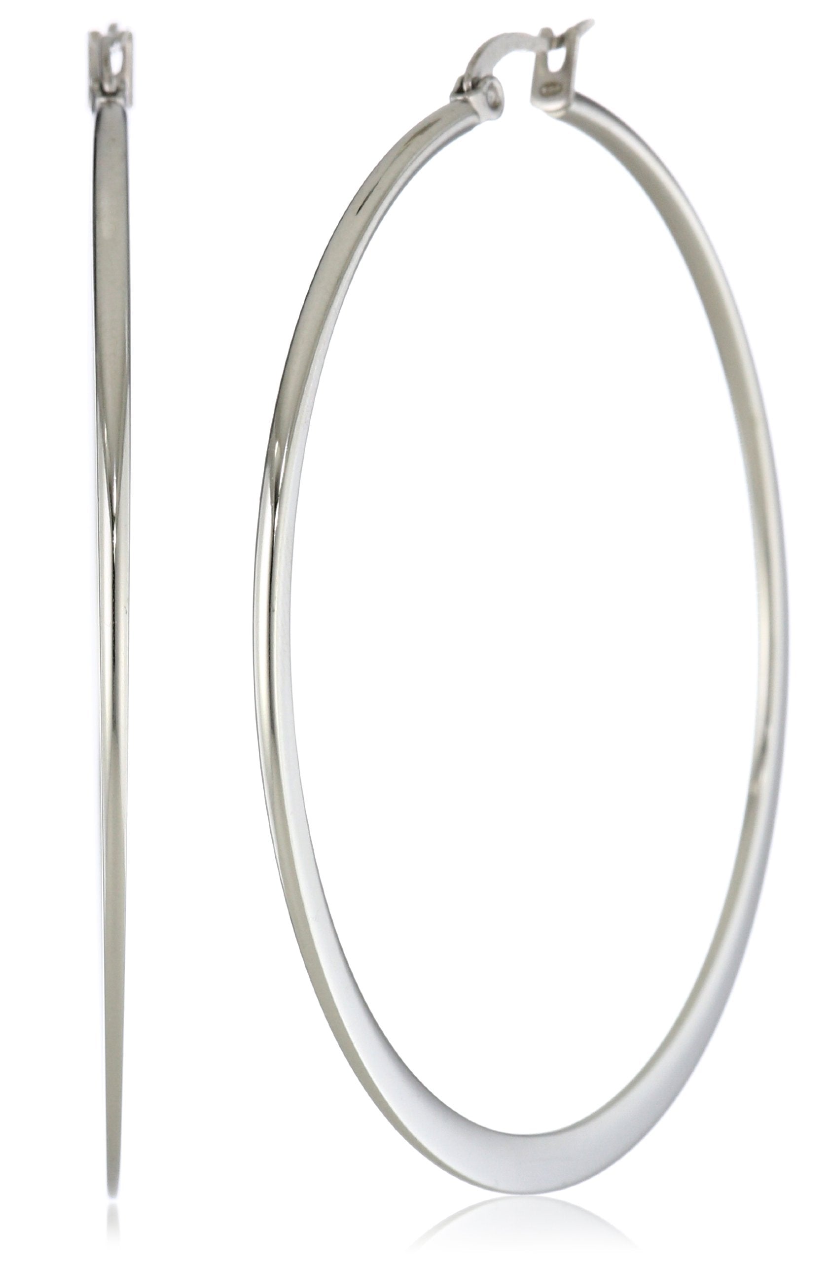 Amazon Essentials Gold Plated or Stainless Steel Flattened Hoop Earrings (previously Amazon Collection)